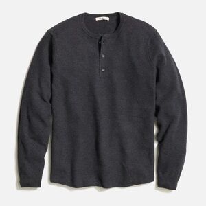 Marine Layer Men's Charcoal Henley Waffle Weave Sweater S